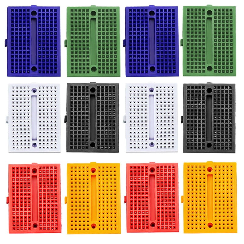 CenryKay 12PCS Mini Breadboard Kit 170 Tie Points Mini Small Solderless Breadboard PCB Board Kit for Arduino Proto Shield(6 Colors 12PCS) - Image 1